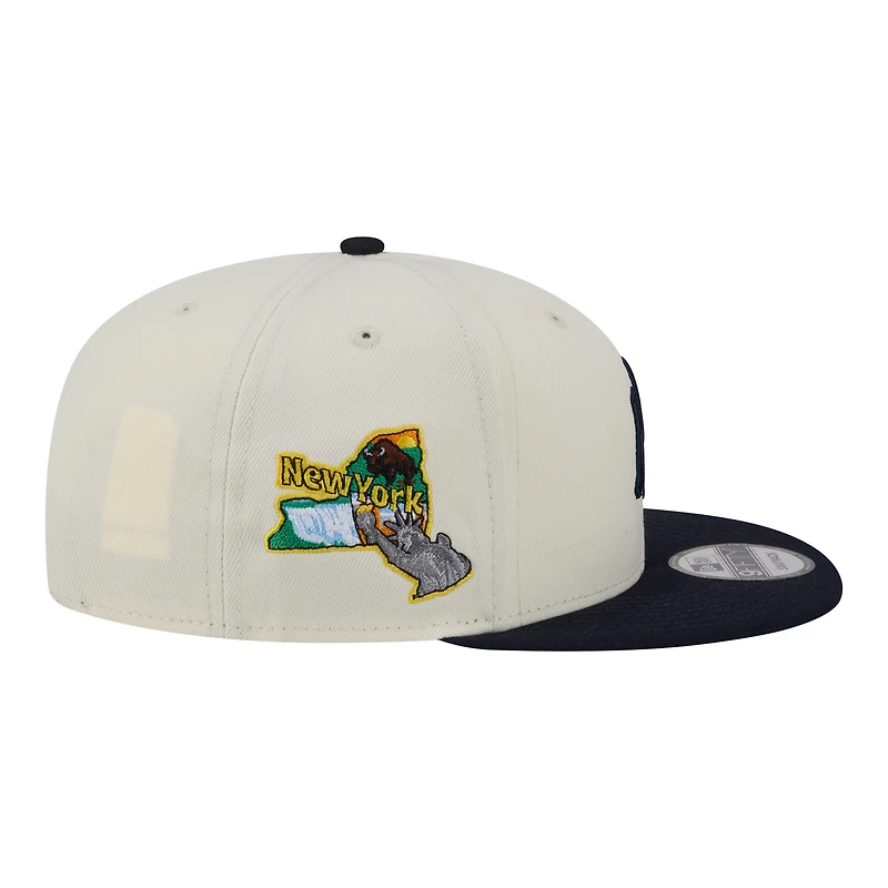 Men's New Era Cream/Navy New York Yankees Localized 9FIFTY Snapback Hat
