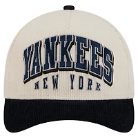 Casquette ajustable New Era 9FORTY A-Frame en velours côtelé crème/bleu marine pour homme, des Yankees de New York