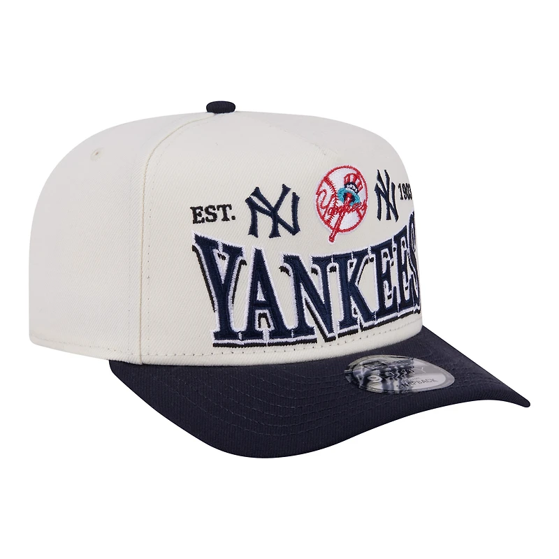 Men's New Era Cream/Navy New York Yankees Tri-Hit 9FIFTY A-Frame Adjustable Hat