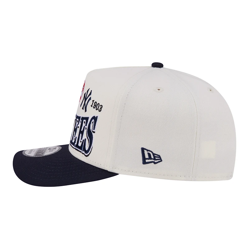 Men's New Era Cream/Navy New York Yankees Tri-Hit 9FIFTY A-Frame Adjustable Hat