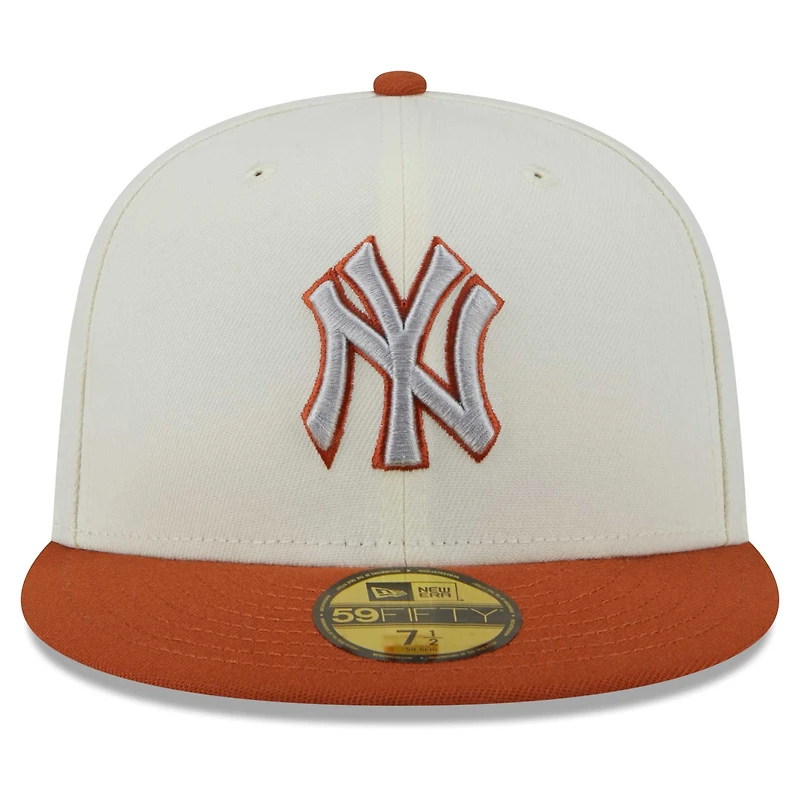 Casquette ajustée 59FIFTY New York Yankees Era pour hommes, crème/orange