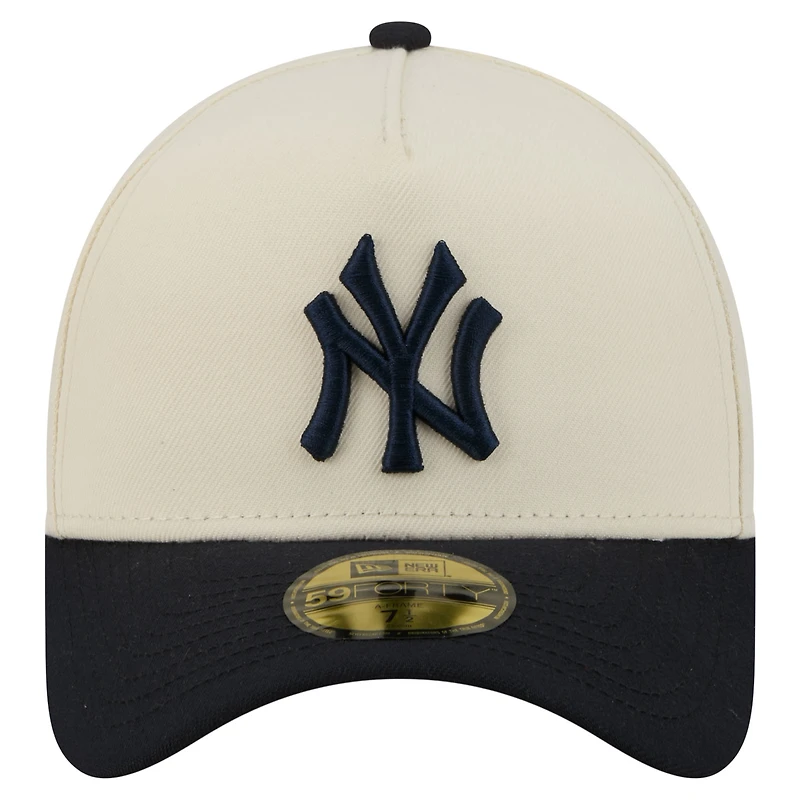 Men's New Era Cream York Yankees Chrome A-Frame 59FORTY Fitted Hat