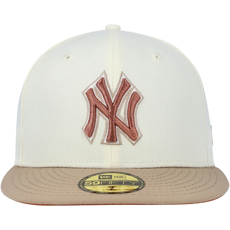 Men's New Era Cream York Yankees Chrome Camel Rust Undervisor 59FIFTY Fitted Hat