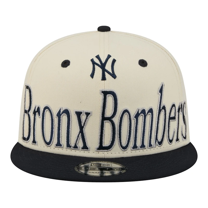 Men's New Era Cream New York Yankees Oversized Slogan 9FIFTY Snapback Hat
