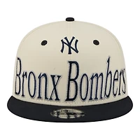 Men's New Era Cream New York Yankees Oversized Slogan 9FIFTY Snapback Hat