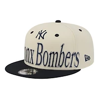 Men's New Era Cream New York Yankees Oversized Slogan 9FIFTY Snapback Hat