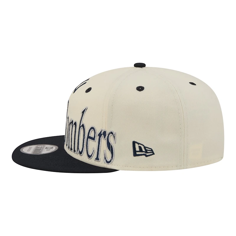 Men's New Era Cream New York Yankees Oversized Slogan 9FIFTY Snapback Hat