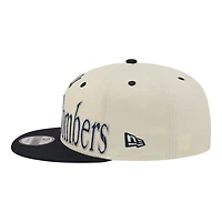 Men's New Era Cream New York Yankees Oversized Slogan 9FIFTY Snapback Hat