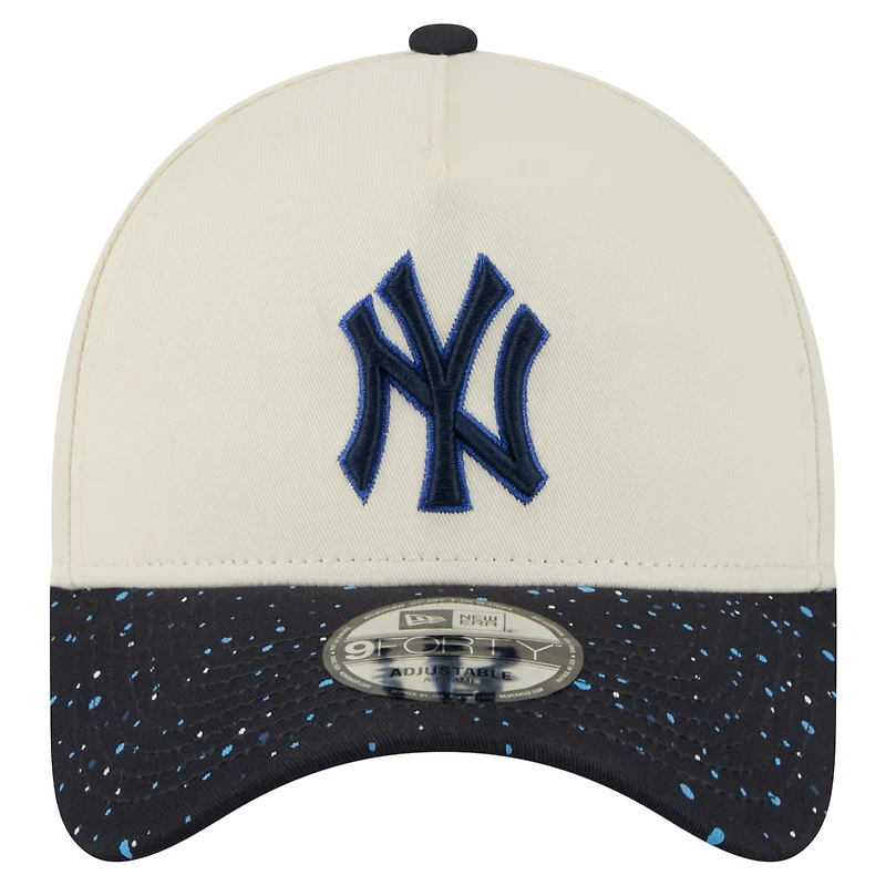 Men's New Era Cream New York Yankees Speckle A-Frame 9FORTY Adjustable Hat
