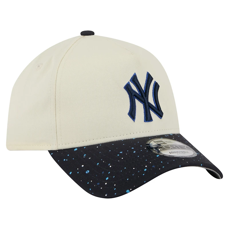 Men's New Era Cream New York Yankees Speckle A-Frame 9FORTY Adjustable Hat