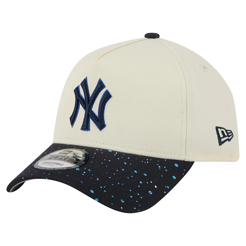 Men's New Era Cream New York Yankees Speckle A-Frame 9FORTY Adjustable Hat