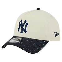 Men's New Era  Cream New York Yankees Speckle A-Frame 9FORTY Adjustable Hat