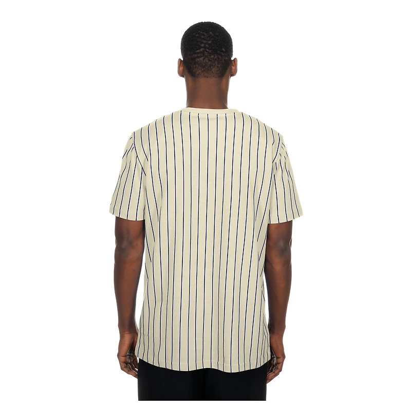 T-shirt à rayures New Era crème pour homme, style rétro, York Yankees.