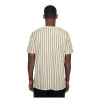 T-shirt à rayures New Era crème pour homme, style rétro, York Yankees.