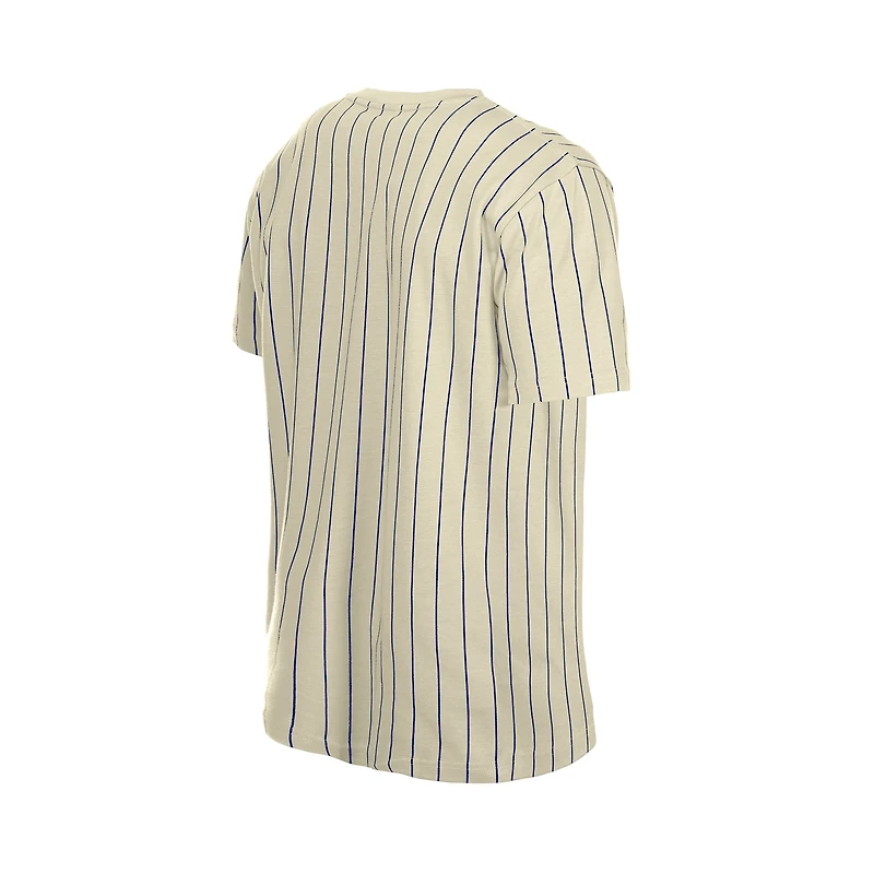 T-shirt à rayures New Era crème pour homme, style rétro, York Yankees.