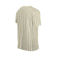 T-shirt à rayures New Era crème pour homme, style rétro, York Yankees.