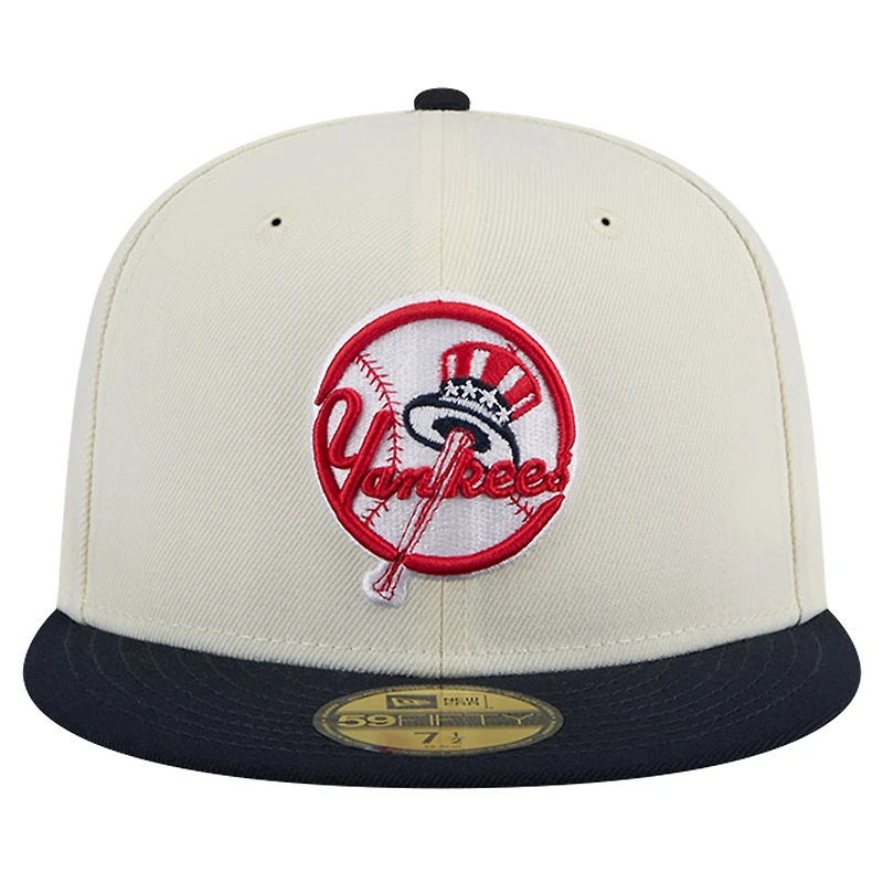 Casquette haut de forme New Era crème pour homme des Yankees York, modèle chromé 59FIFTY