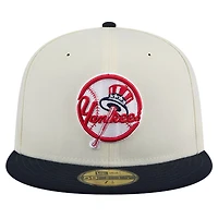 Casquette haut de forme New Era crème pour homme des Yankees York, modèle chromé 59FIFTY