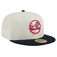 Men's New Era Cream York Yankees Top Hat Chrome 59FIFTY Fitted