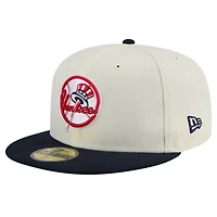 Men's New Era Cream York Yankees Top Hat Chrome 59FIFTY Fitted