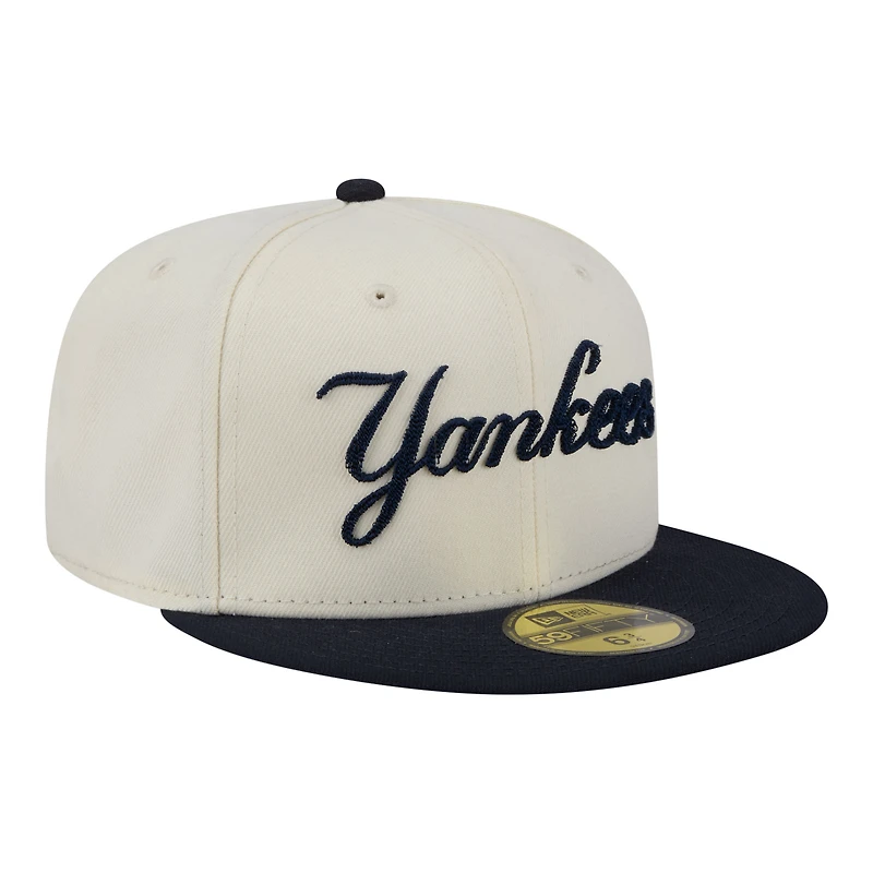 Men's New Era  Cream York Yankees Two-Tone Stitch 59FIFTY Fitted Hat