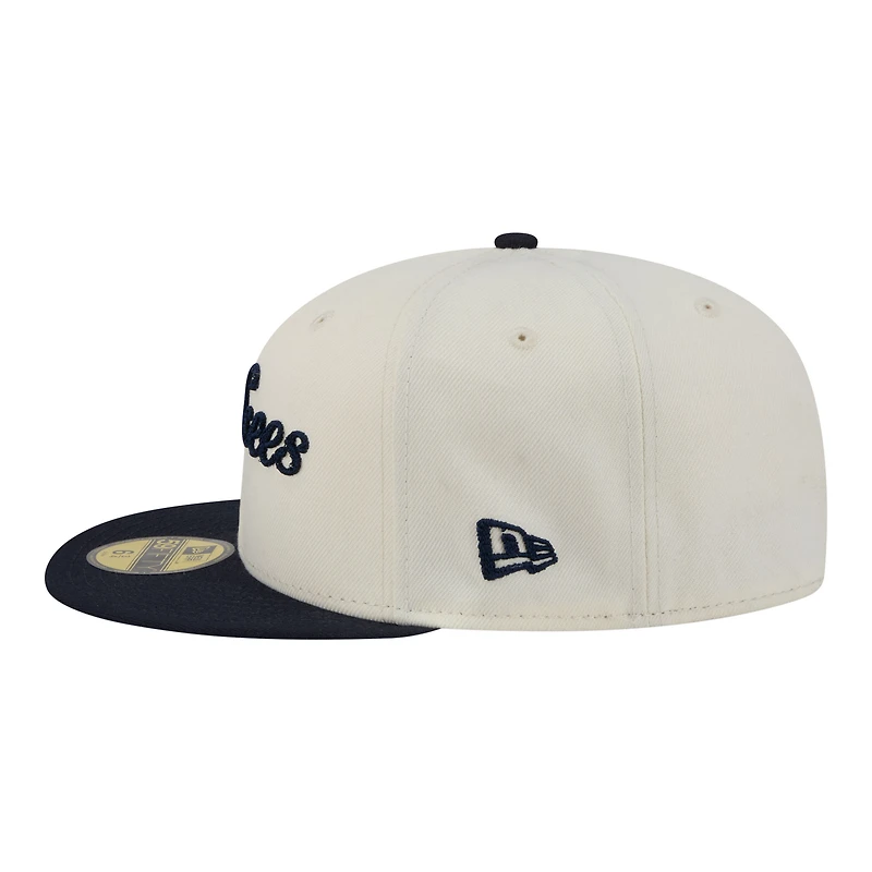 Men's New Era  Cream York Yankees Two-Tone Stitch 59FIFTY Fitted Hat
