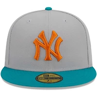 Casquette ajustée 59FIFTY des New York Yankees Era pour homme, gris/bleu sarcelle