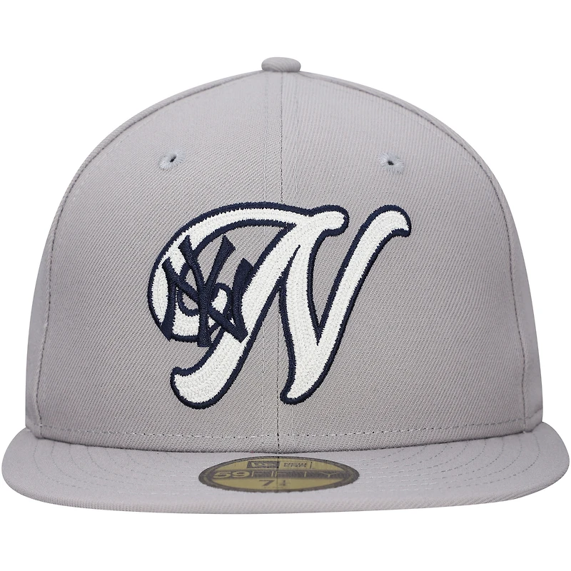 Men's New Era Gray York Yankees  Duo Logo 2.0 59FIFTY Fitted Hat