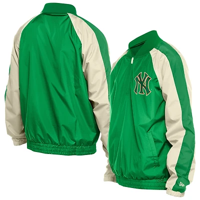 Men's New Era Kelly Green York Yankees St. Patrick's Day Ripstop Raglan Quarter-Zip Windbreaker