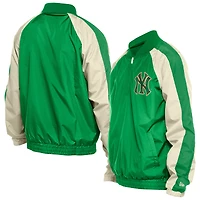 Men's New Era Kelly Green York Yankees St. Patrick's Day Ripstop Raglan Quarter-Zip Windbreaker