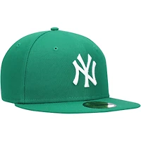 Casquette ajustée 59FIFTY blanche avec logo New York Yankees Era Kelly Green pour homme