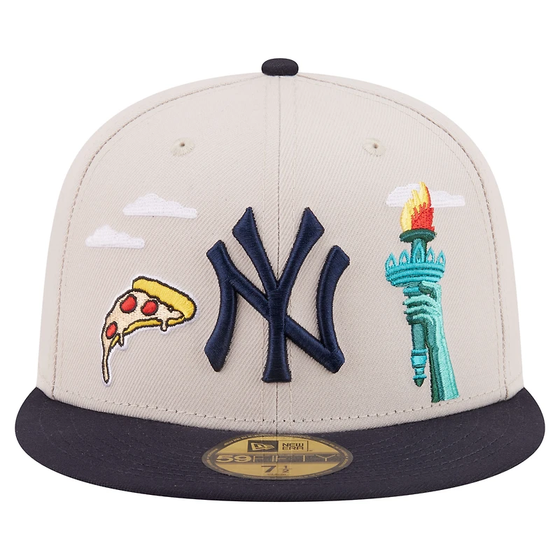Casquette ajustée New Era 59FIFTY kaki York Yankees City Icon pour homme