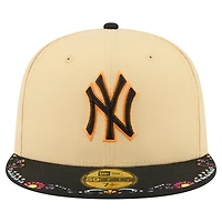 Men's New Era Light Beige York Yankees Two-Tone Embroidered Visor 59FIFTY Fitted Hat