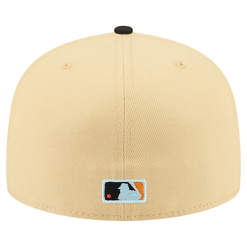 Men's New Era Light Beige York Yankees Two-Tone Embroidered Visor 59FIFTY Fitted Hat