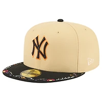 Men's New Era Light Beige York Yankees Two-Tone Embroidered Visor 59FIFTY Fitted Hat