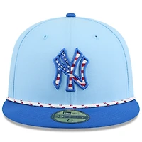 Men's New Era Light Blue/Blue York Yankees 2025 Fourth of July 59FIFTY Fitted Hat