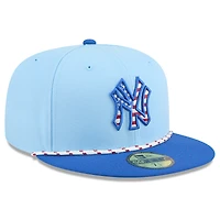 Men's New Era Light Blue/Blue York Yankees 2025 Fourth of July 59FIFTY Fitted Hat