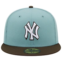 Casquette ajustée 59FIFTY New York Yankees 1999 World Series Beach Kiss Era pour homme, bleu clair/marron