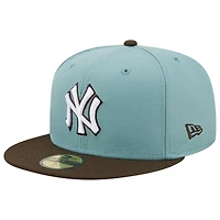 Casquette ajustée 59FIFTY New York Yankees 1999 World Series Beach Kiss Era pour homme, bleu clair/marron