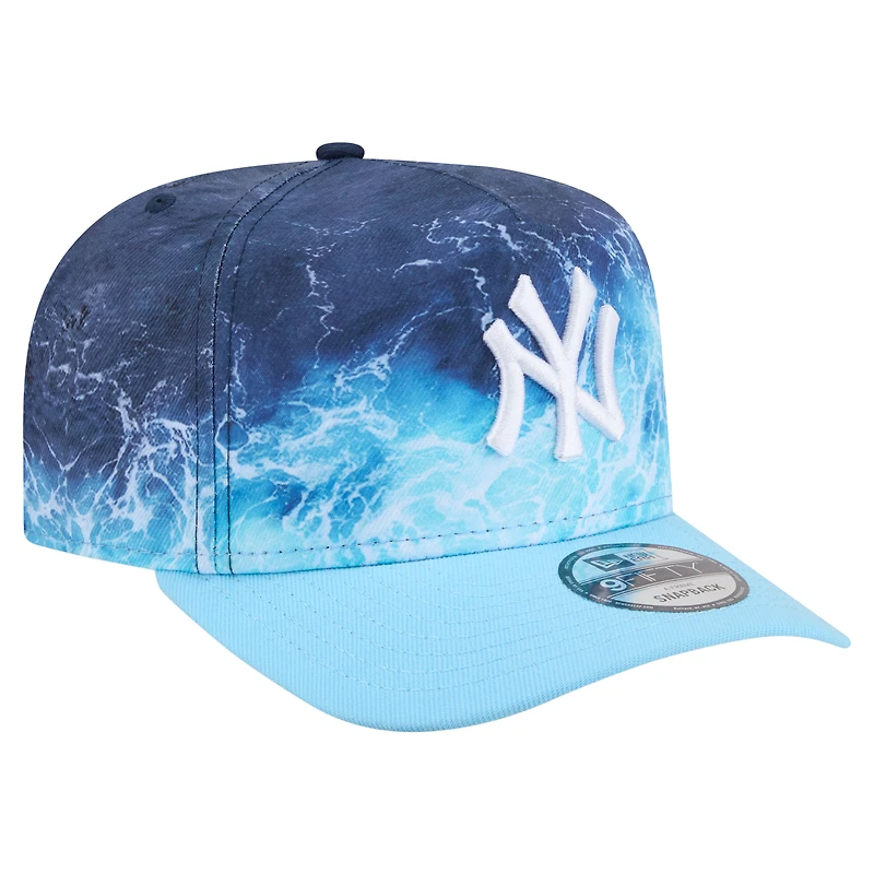Men's New Era  Light Blue New York Yankees Deep Water Pre-Curved 9FIFTY A-Frame Snapback Hat