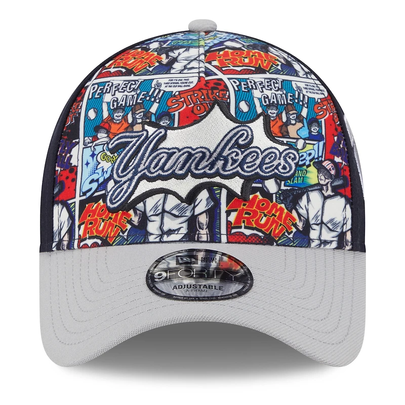 Men's New Era Navy/Gray New York Yankees 2025 MLB Diamond Hero Edition A-Frame 9FORTY Adjustable Hat