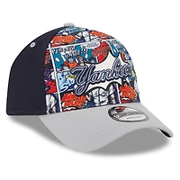 Men's New Era Navy/Gray New York Yankees 2025 MLB Diamond Hero Edition A-Frame 9FORTY Adjustable Hat