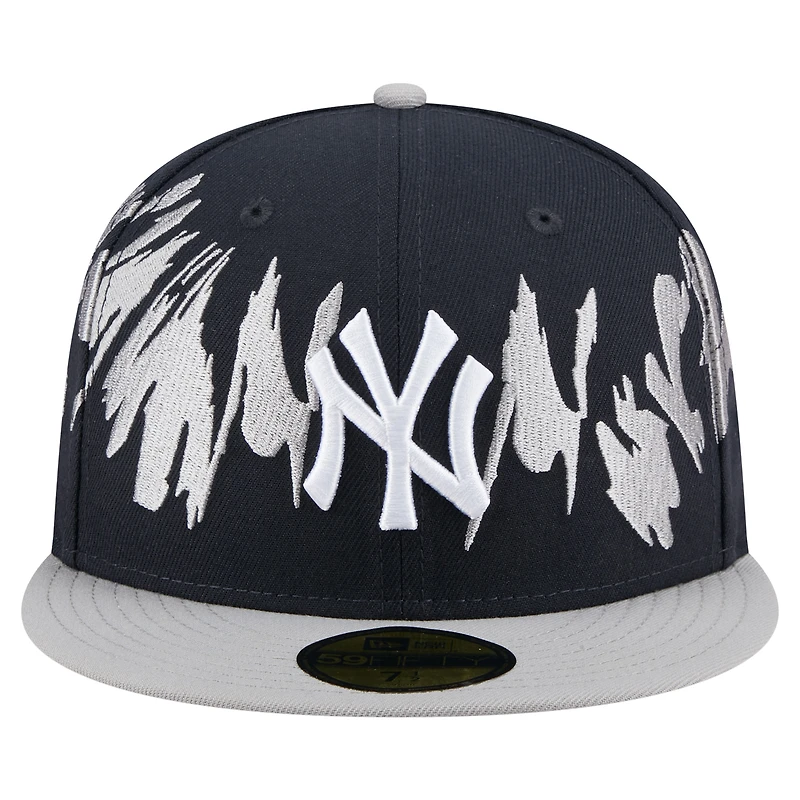 Casquette ajustée New Era 59FIFTY à motif rétro York Yankees bleu marine/gris pour homme