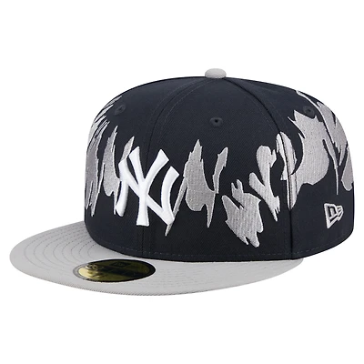 Men's New Era Navy/Gray York Yankees Retro Pattern 59FIFTY Fitted Hat