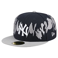 Casquette ajustée New Era 59FIFTY à motif rétro York Yankees bleu marine/gris pour homme