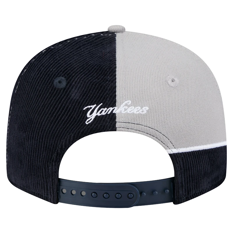 Casquette snapback New Era bleu marine/gris New York Yankees Retro Split en velours côtelé pour homme