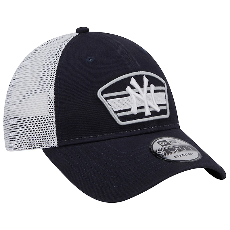 Casquette Snapback 9FORTY Trucker Snapback avec logo New York Yankees New Era pour homme bleu marine/blanc