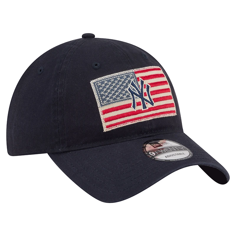 Men's New Era Navy New York Yankees Americana Flag 9TWENTY Adjustable Hat
