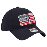 Men's New Era Navy New York Yankees Americana Flag 9TWENTY Adjustable Hat