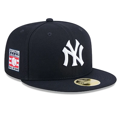 Casquette ajustée 59FIFTY bleu marine New Era pour homme, style Temple de la renommée du baseball des Yankees York